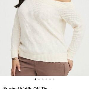 Torrid Off-Shoulder Cream Sweater